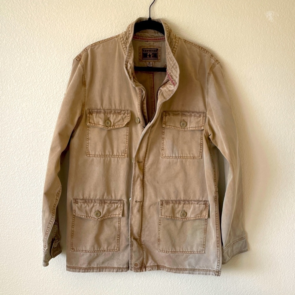 Vintage Converse All Star Tan Military Jacket Men’s M Streetwear Full Zip Canvas